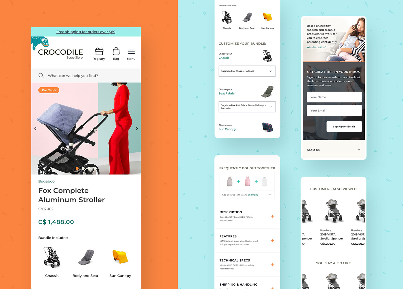Mobile eCommerce designs for our UI & UX study